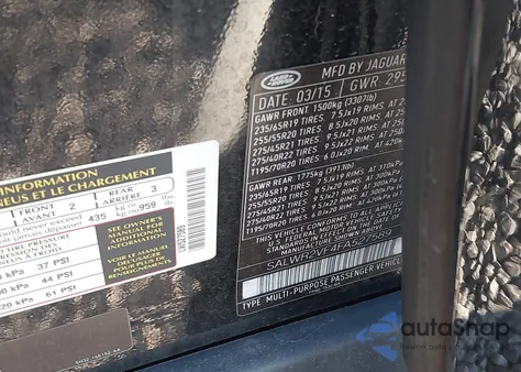 2015 Land Rover Range Rover Sport 3.0L V6 Supercharged Hse из США, поврежденный, VIN SALWR2VF4FA527589